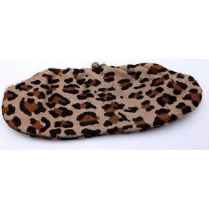 Franchi Collection Leopard Calf Hair Clutch Bag Animal Print Evening Purse Tan